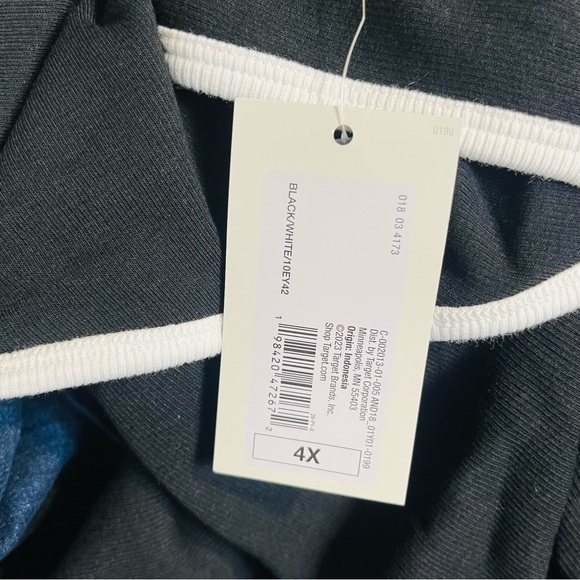 A New Day Plus Size 4X Knit Maxi Dress Sleeveless Solid Black White Trim Stretch - Picture 6 of 6